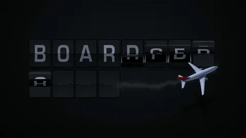 3D Rendering Flipboard Airport Terms - boarding pass Stock Footage 72558137
