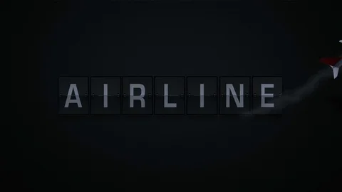 3D Rendering Flipboard Airport Terms - airline Stock Footage 72558162