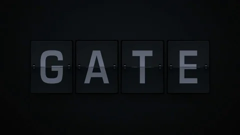 3D Rendering Flipboard Airport Terms - gate Stock Footage 72566470