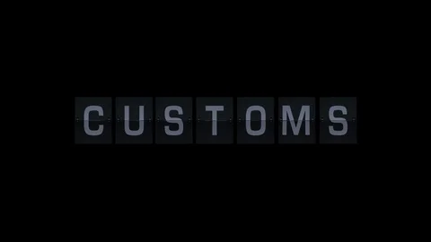 3D Rendering Flipboard Airport Terms - customs Stock Footage 72585305