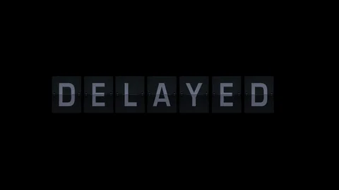 3D Rendering Flipboard Airport Terms - delayed Stock Footage 72585308