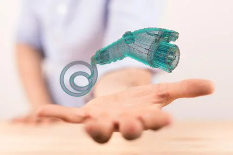 A 3D rendering of floating Electric car charger floating over hand-Future Pow Stock Photos