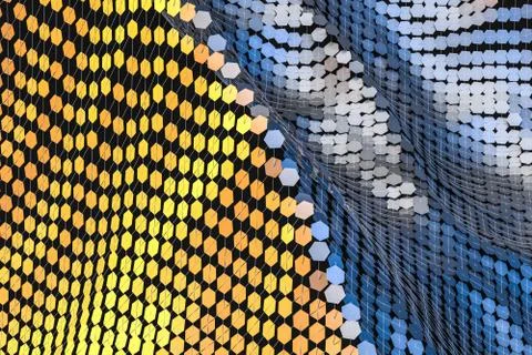 3d rendering, flow dot with gradient background Stockillustratie