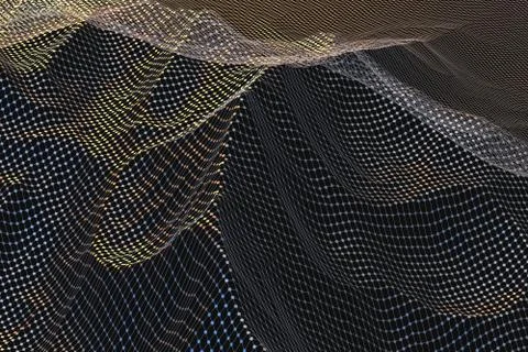 3d rendering, flow dot with gradient background Stock Illustration