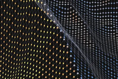 3d rendering, flow dot with gradient background 库存插图