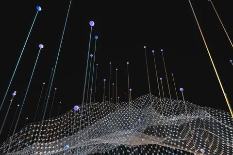 3d rendering, flow dot with gradient background Stockillustratie