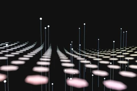 3d rendering, flow dot with gradient background Illustrazione stock