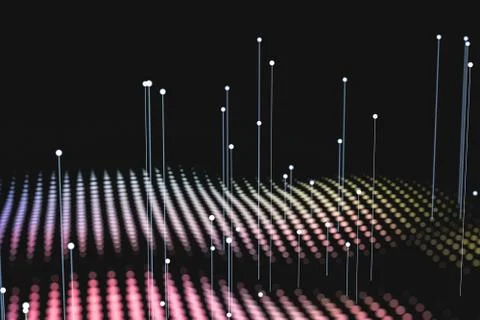 3d rendering, flow dot with gradient background Stockillustratie