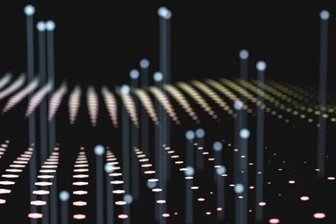 3d rendering, flow dot with gradient background 스톡 일러스트