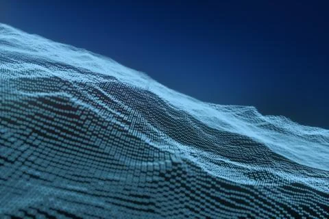 3d rendering, flow dot with gradient background Illustrazione stock