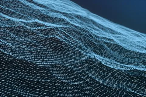 3d rendering, flow dot with gradient background Stock Illustration