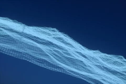 3d rendering, flow dot with gradient background Stockillustratie