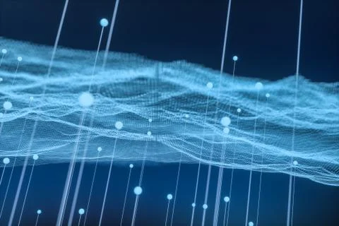 3d rendering, flow dot with gradient background Stock Illustration