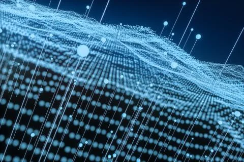 3d rendering, flow dot with gradient background Stockillustratie