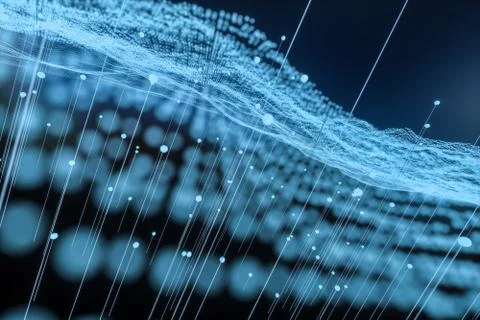 3d rendering, flow dot with gradient background 스톡 일러스트