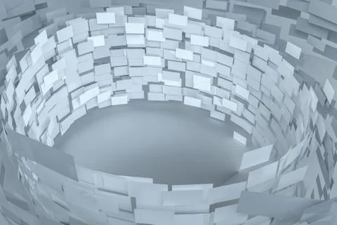 3d rendering, flow square paper, creative background Illustrazione stock