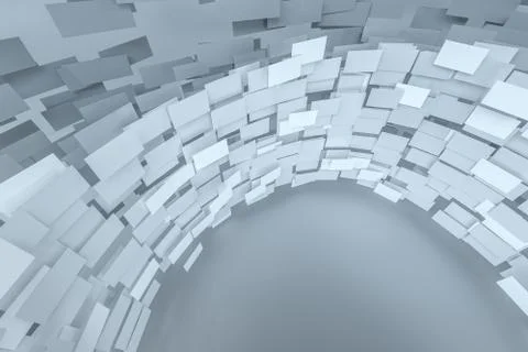 3d rendering, flow square paper, creative background Illustrazione stock