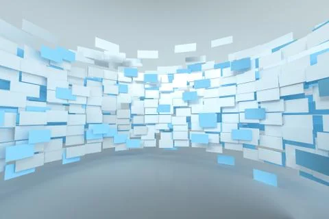 3d rendering, flow square paper, creative background Illustrazione stock