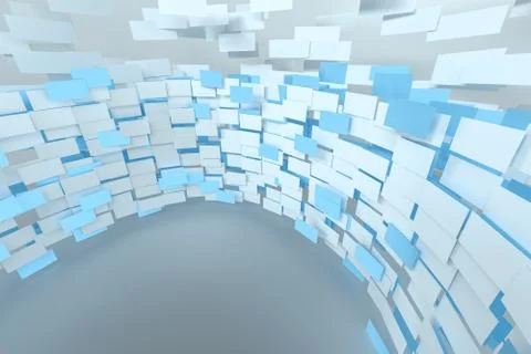 3d rendering, flow square paper, creative background Illustrazione stock
