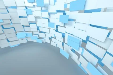 3d rendering, flow square paper, creative background Illustrazione stock