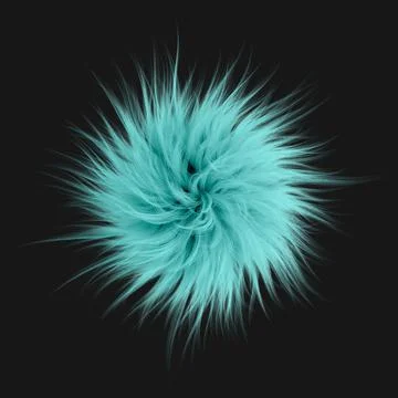 3d rendering. Fluffy blue ball on black isolated background. Graphic illustra Stock Illustration