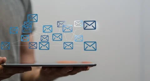 3D rendering of flying email icons イラスト素材