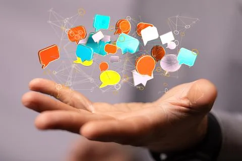 3D rendering of flying email icons with his finance concept Foto stock