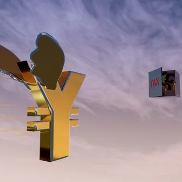 3d Rendering Of Flying Yen Stock Illustration