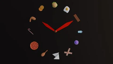 A 3d rendering of food clock or roulette wheel. Stock Illustration