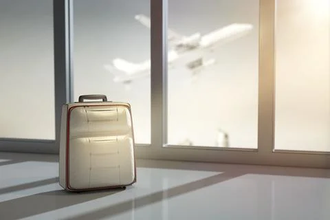 3d rendering of a forgotten luggage at the airport Ilustración de archivo