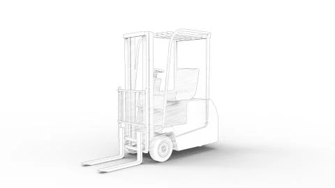 3d rendering of a fork lift isolated in white background Stock Illustration