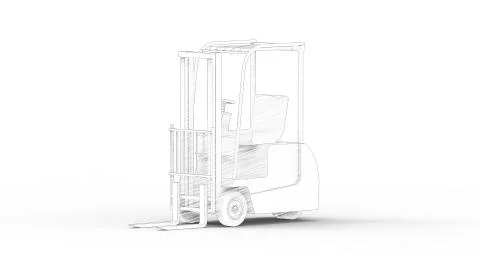 3d rendering of a fork lift isolated in white background 스톡 일러스트