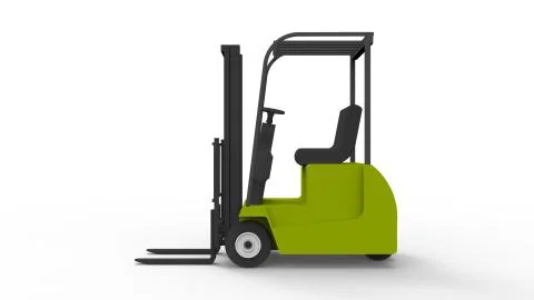 3d rendering of a fork lift isolated in white background Illustrazione stock