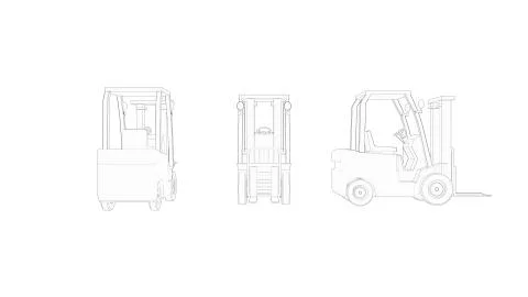 3d rendering of a fork lift loader isolated in white background Illustrazione stock