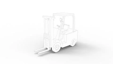 3d rendering of a fork lift loader isolated in white background Illustrazione stock