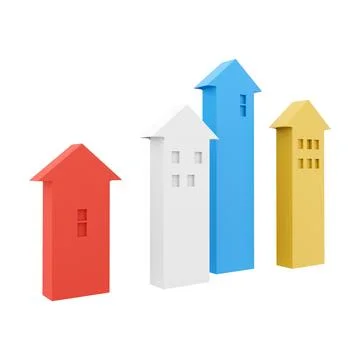 3d rendering four graphic arrows going upward icon. 3d render grow up arrows Stock Illustration