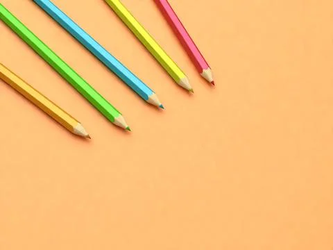 3d rendering four pencils on a yellow background, back to school 스톡 일러스트