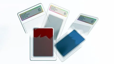 A 3d rendering of fractured and broken graded trading card slab Stock Illustration