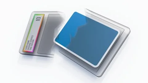 A 3d rendering of fractured and broken graded trading card slab Stock Illustration