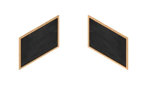 3d rendering of a framed black chalkboard in double-sided isometric view イラスト素材