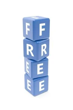 3D Rendering Free Text on Blue Square Boxes 스톡 일러스트