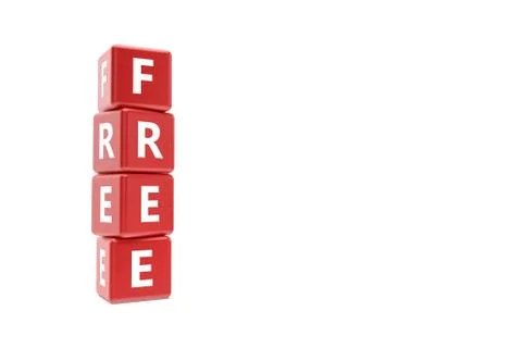 3D Rendering Free Text on Red Square Boxes 스톡 일러스트