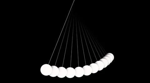 3D rendering of freely swinging pendulums on black background 스톡 일러스트
