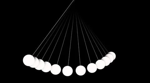 3D rendering of freely swinging pendulums on black background 스톡 일러스트