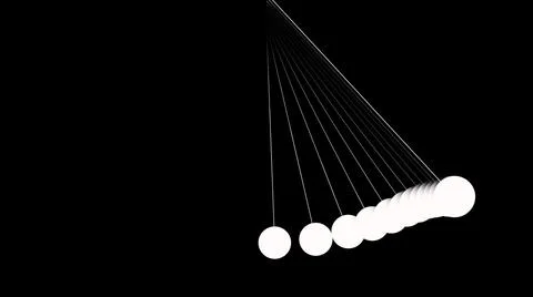 3D rendering of freely swinging pendulums on black background 스톡 일러스트