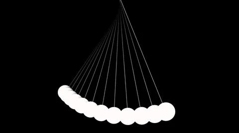 3D rendering of freely swinging pendulums on black background 스톡 일러스트