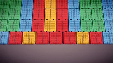 3d rendering of Freight shipping containers at the docks Stock Illustration