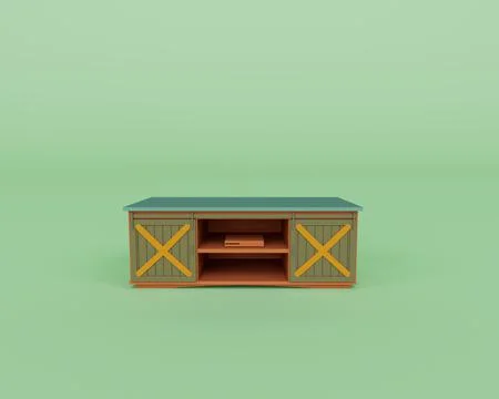3d rendering of Front view of Cube coffe table, 3d illustration isolated on p Stock Illustration