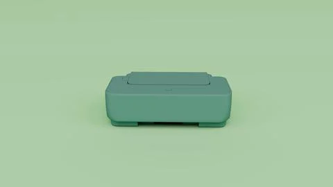 3d rendering of Front view of Professional modern Office Printer with Green-C Stock Illustration