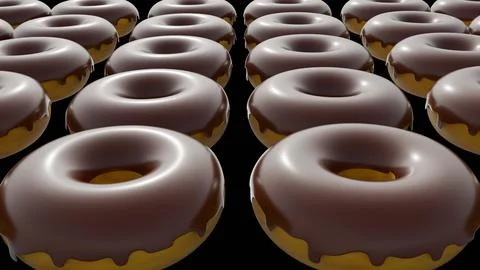 3D rendering of frosted donuts and a flexible measuring tape. Stock Illustration